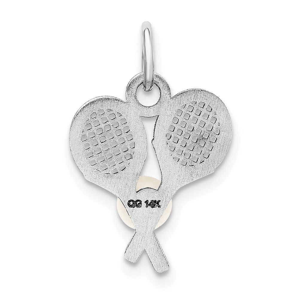 14K White Gold Tennis Racquets W/FWC Pearl Charm