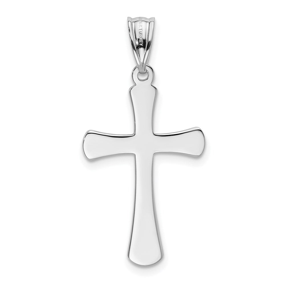 14k White Gold Hollow Cross Pendant