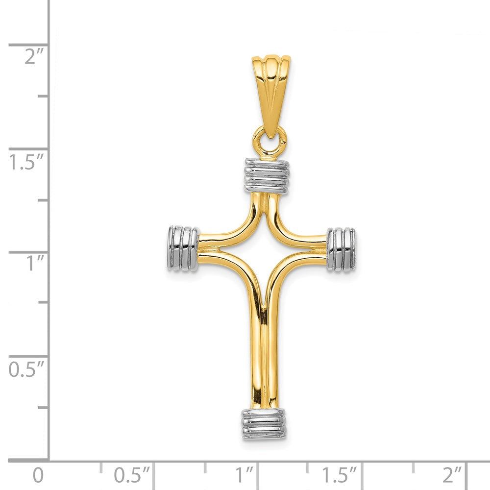 14k w/Rhodium Fancy Cross Pendant
