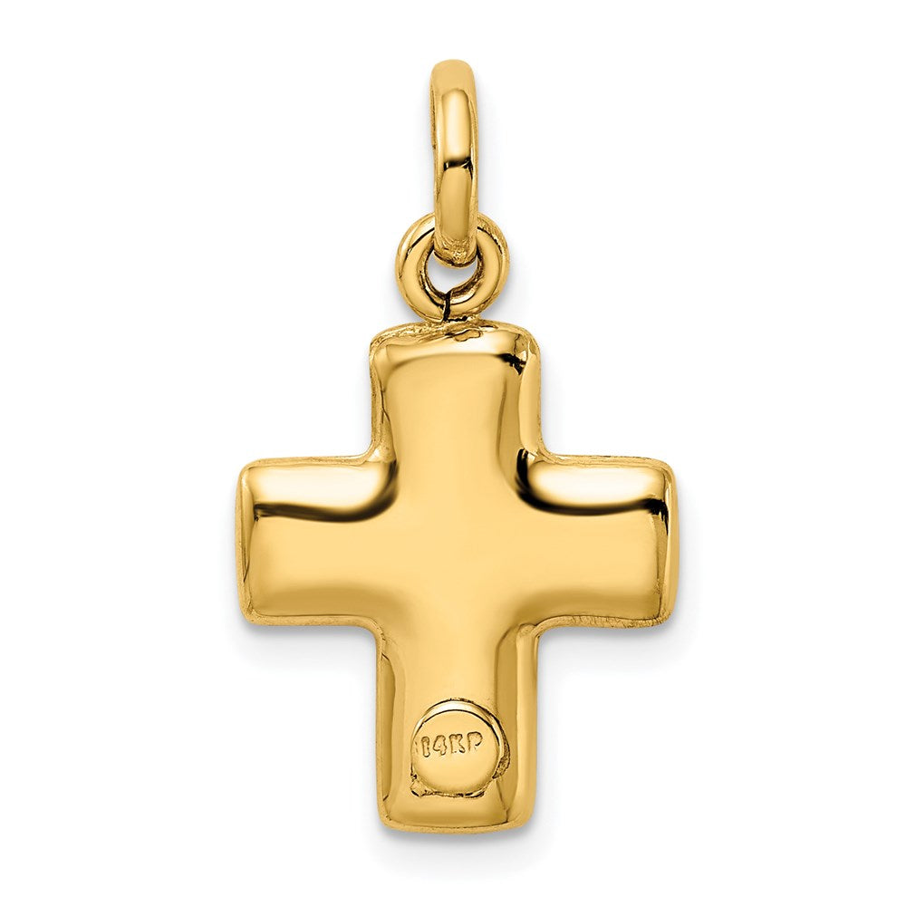 14k Puffed Cross Charm