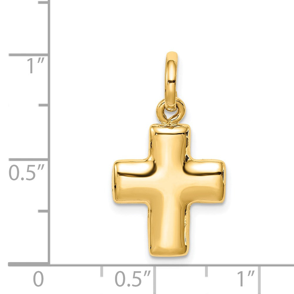 14k Puffed Cross Charm