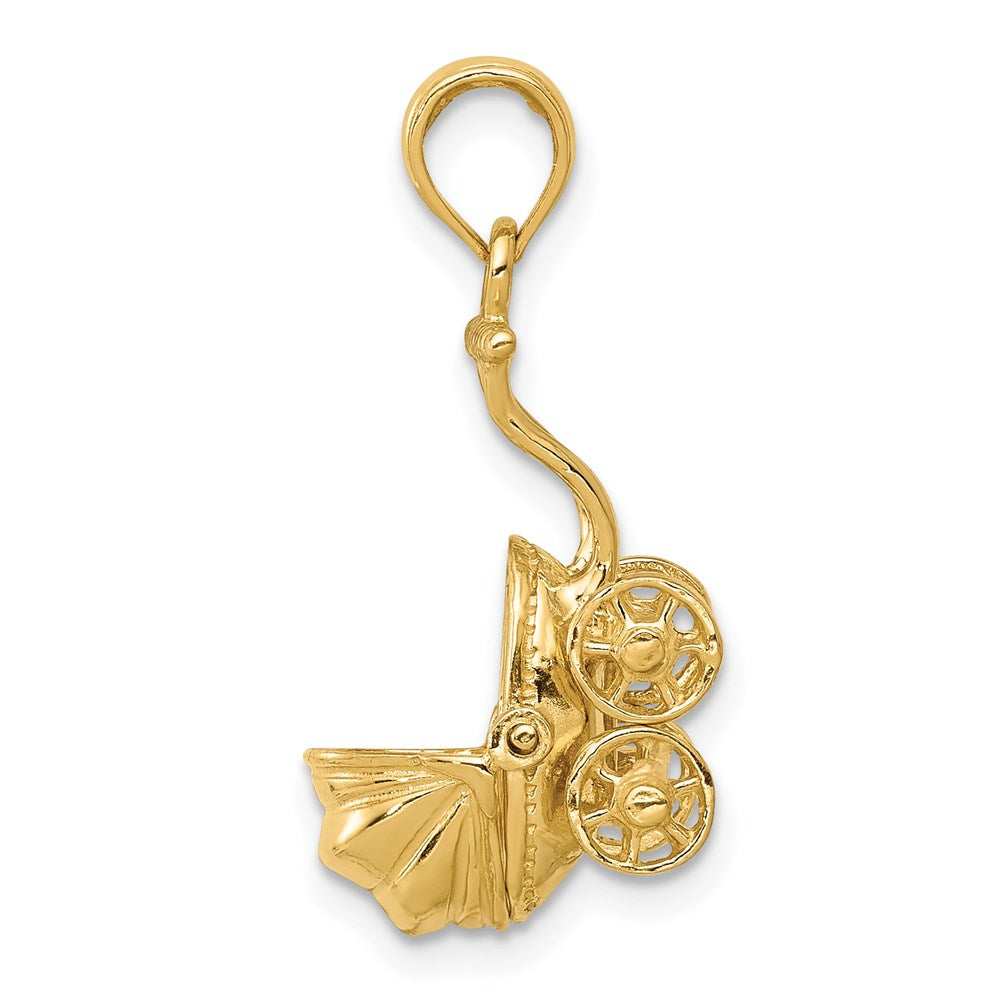 14k 3D Baby Carriage Charm