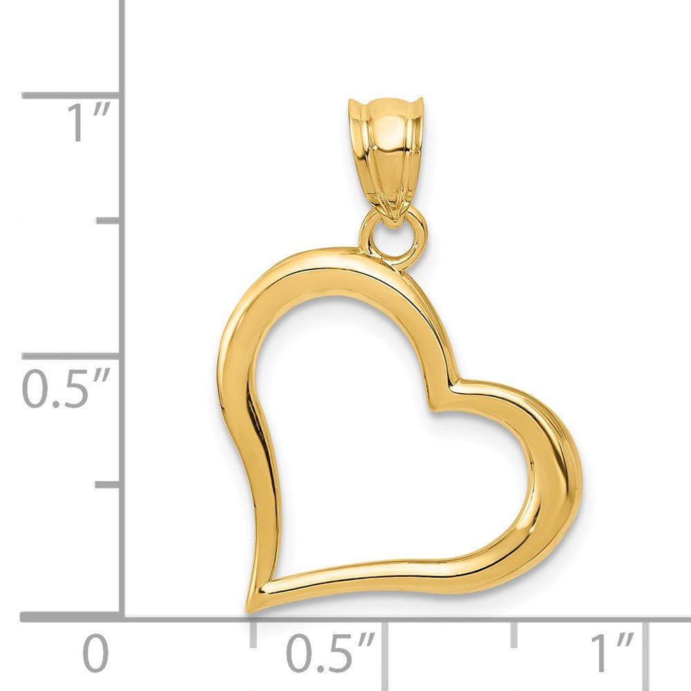14K Polished Dangling Heart Pendant