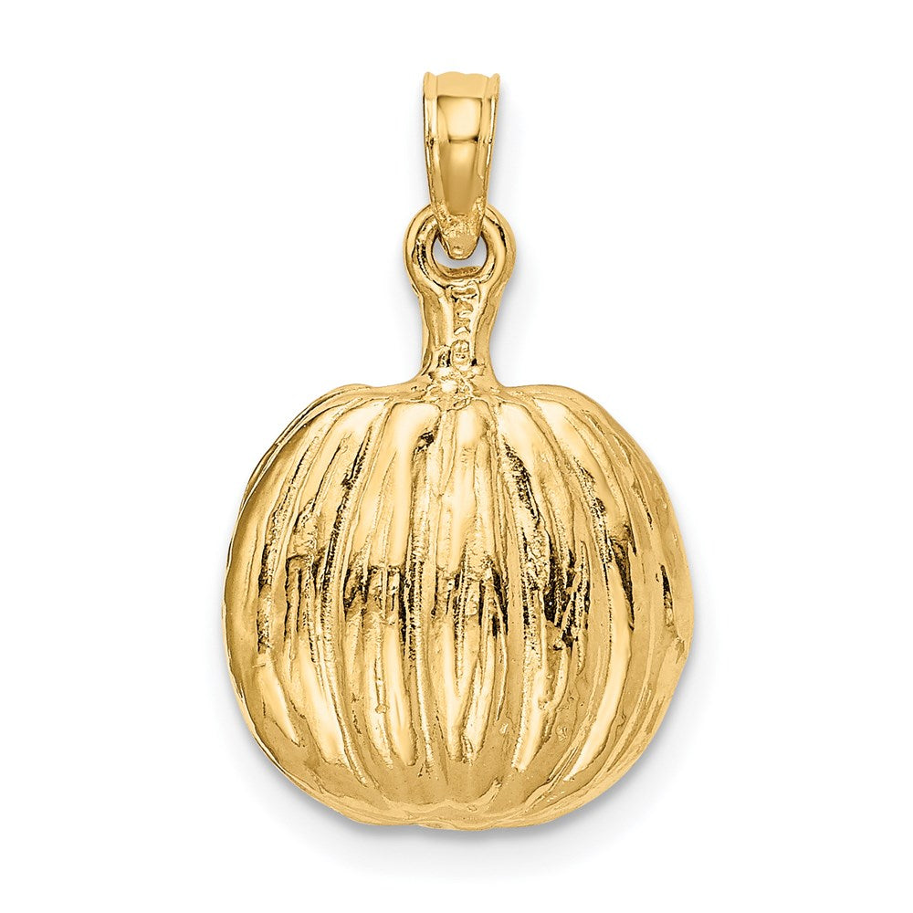 14k Enameled Inside 3-D Cut-Out Pumpkin Pendant