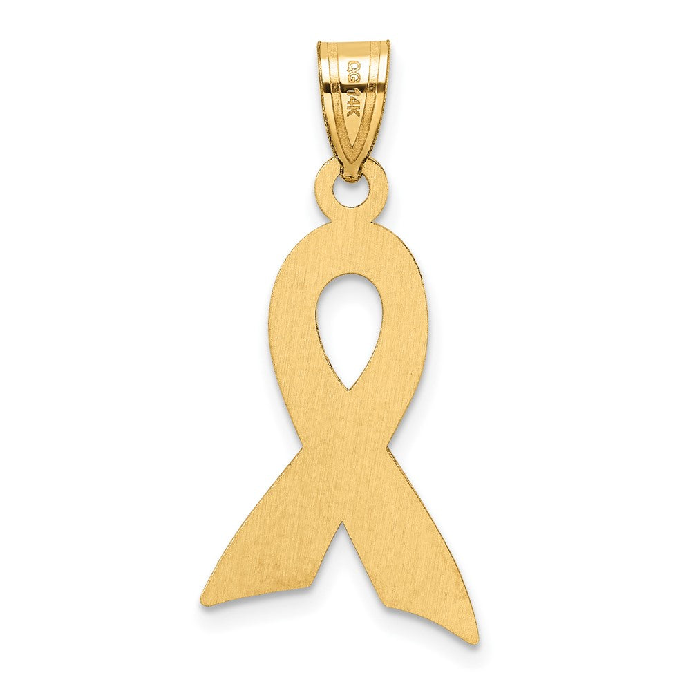 14k Large Enameled Pink Awareness Ribbon Pendant
