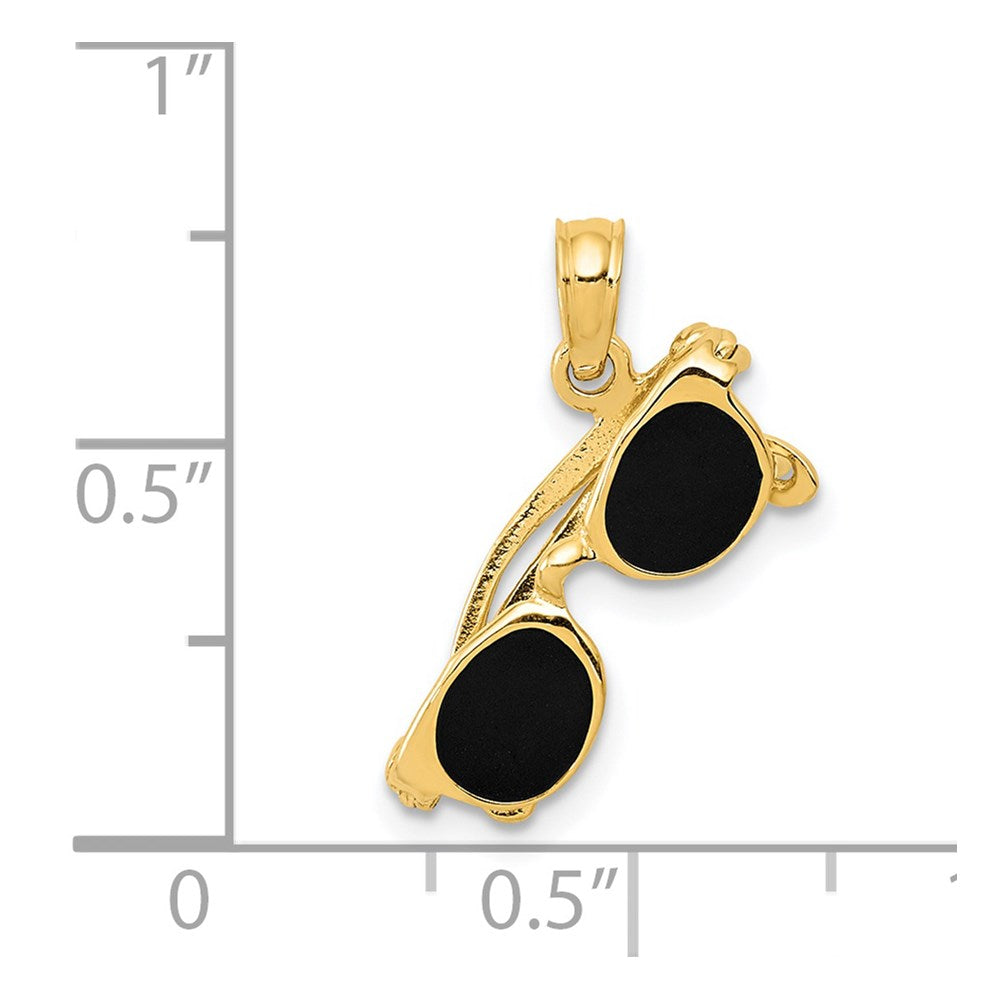 14k 3-D Black Enameled Moveable Sunglasses Pendant