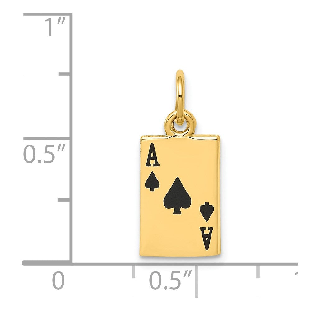 14k Enameled Ace of Spades Card Charm
