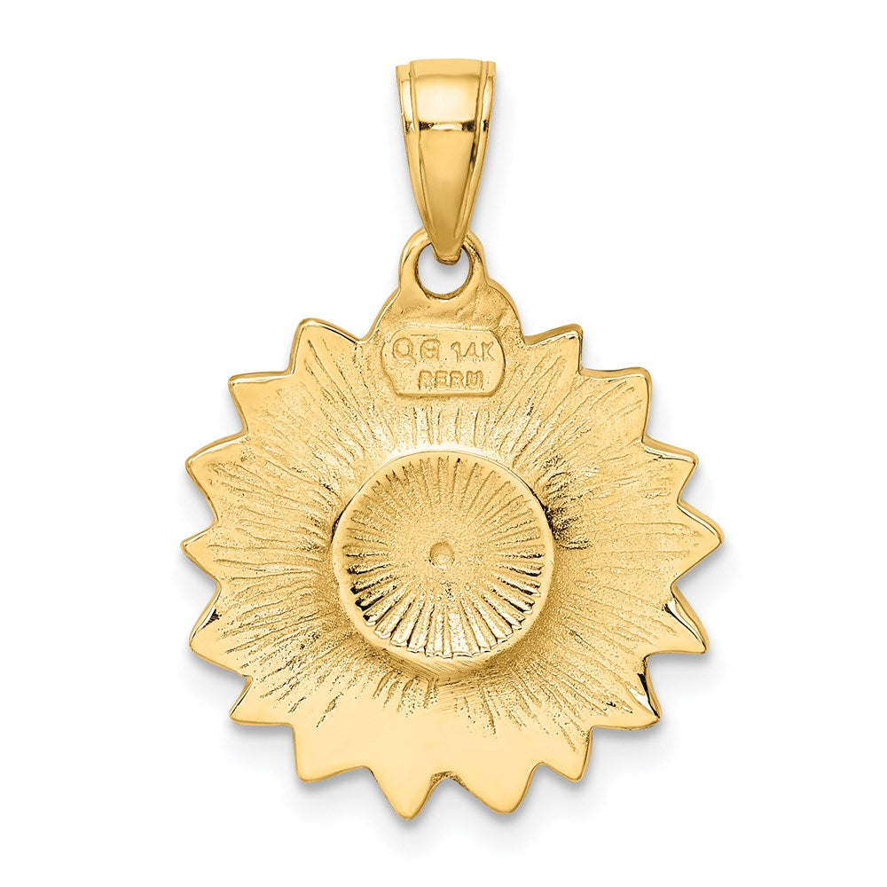 14k Enameled Yellow Sunflower Pendant