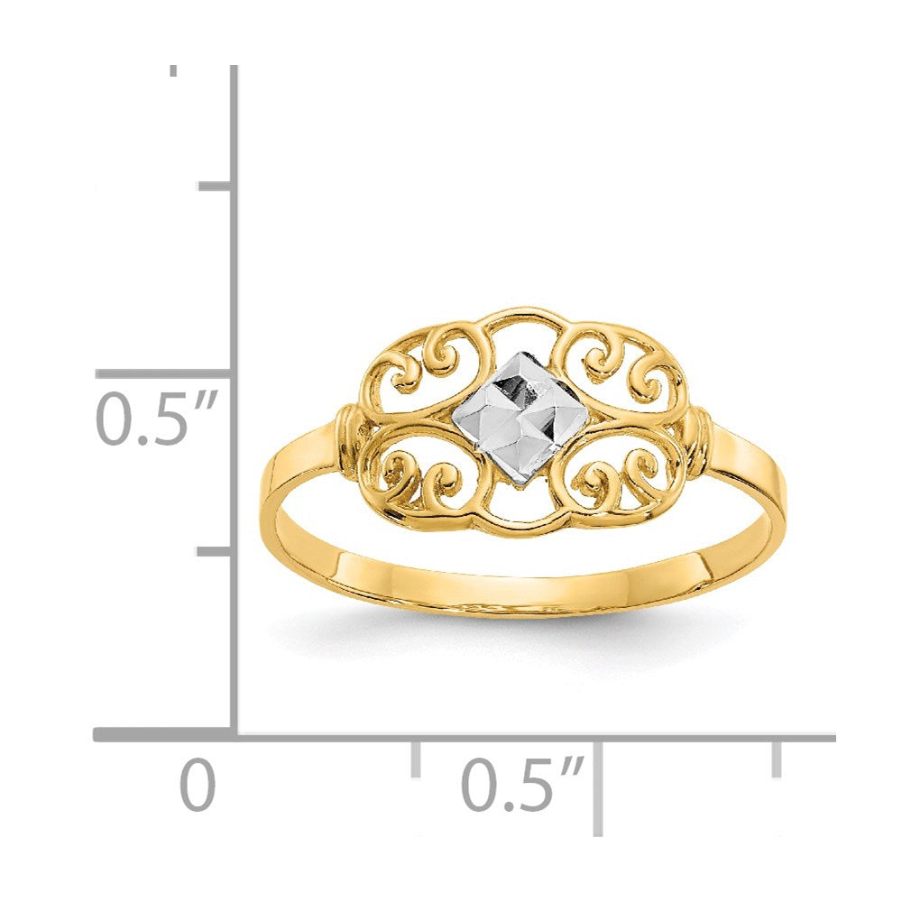 14K w/Rhodium Filigree Ring