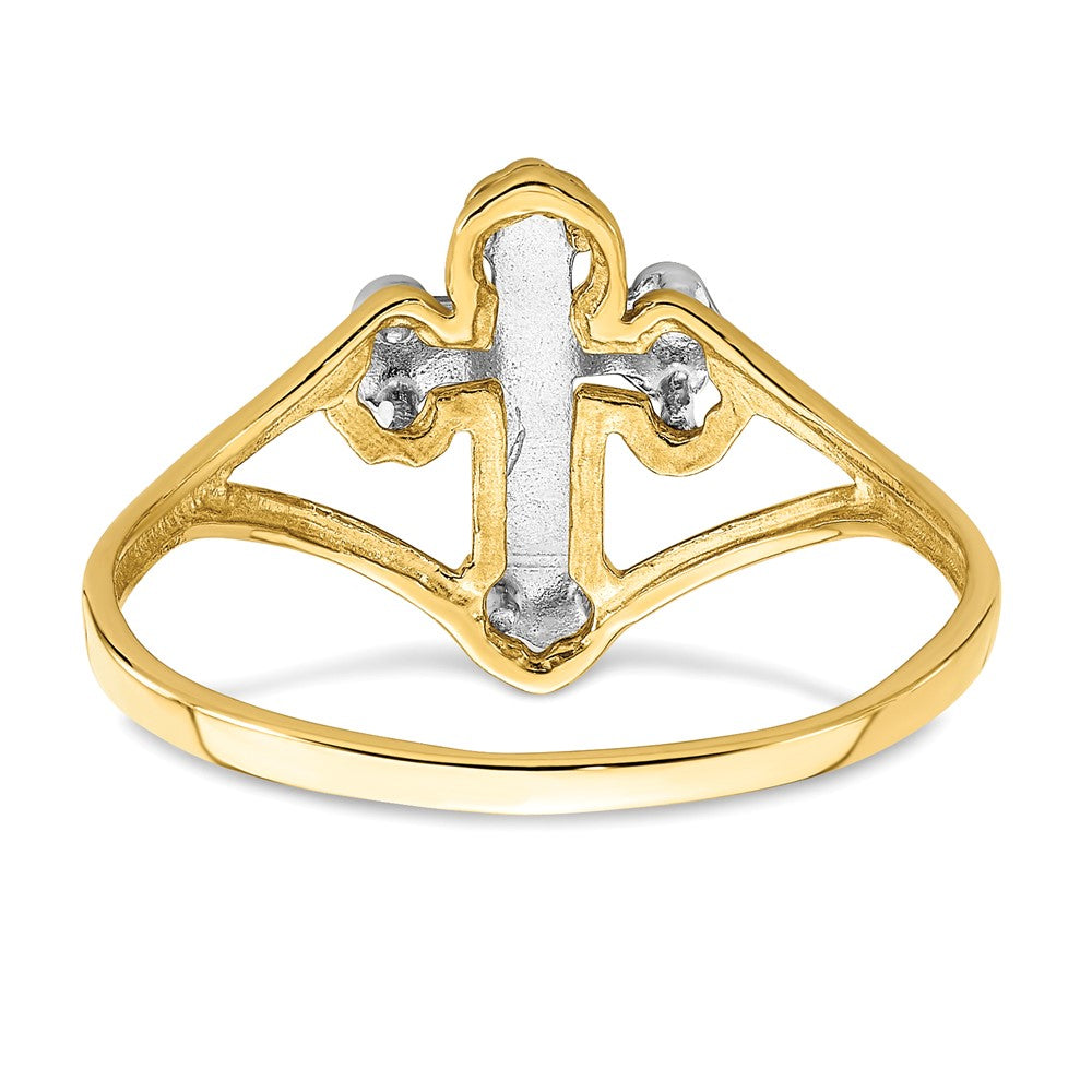 14k w/Rhodium Cross Ring