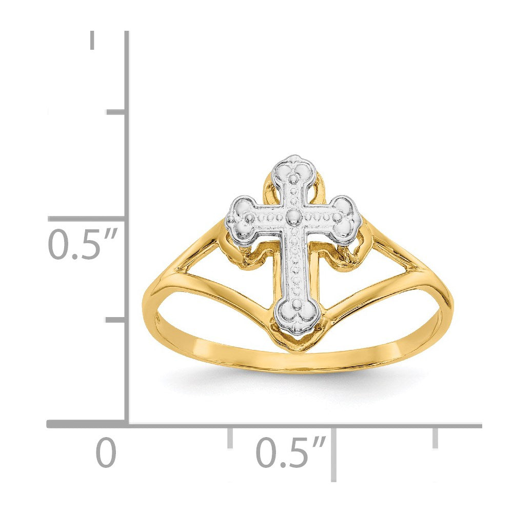 14k w/Rhodium Cross Ring