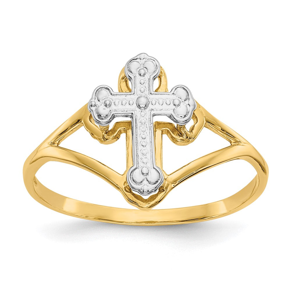 14k w/Rhodium Cross Ring