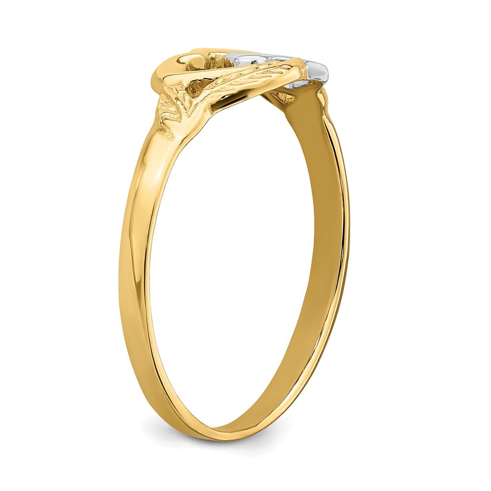 14K and White Rhodium Polished 2 Hearts Ring