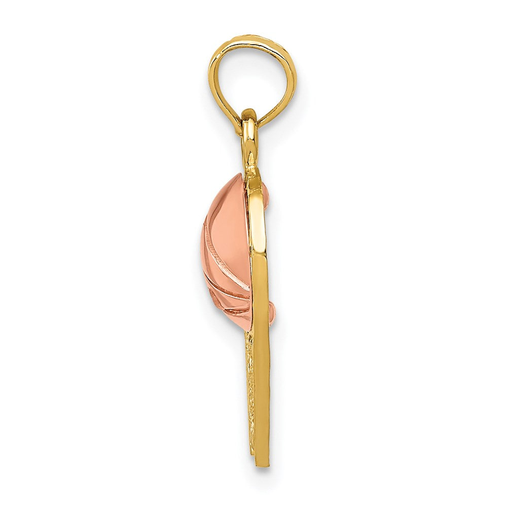 14k Two-tone Basketball Hoop with Ball Pendant