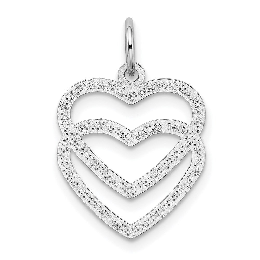 14k White Gold Double Heart Charm
