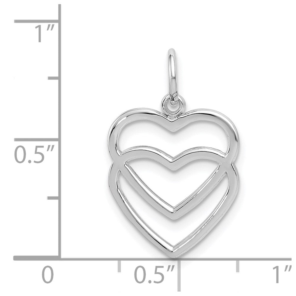 14k White Gold Double Heart Charm