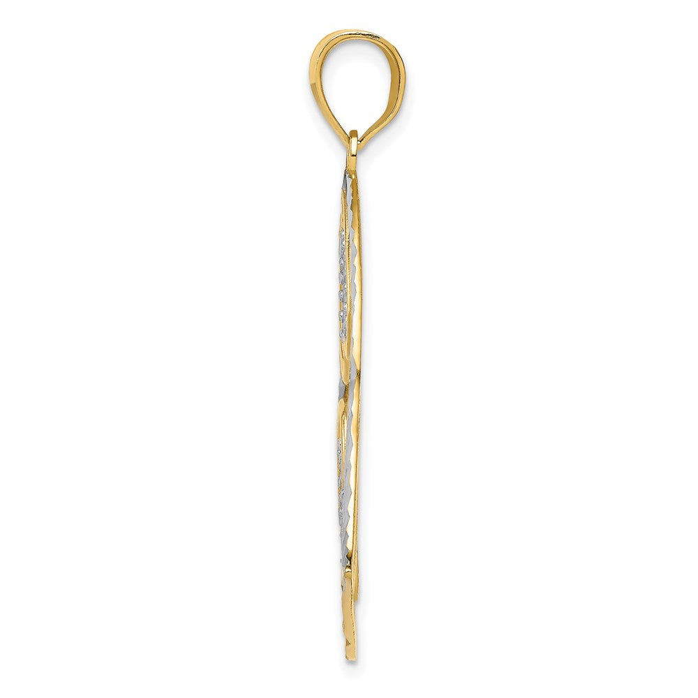 14K w/ Rhodium Polished Hearts Inside Heart Pendant