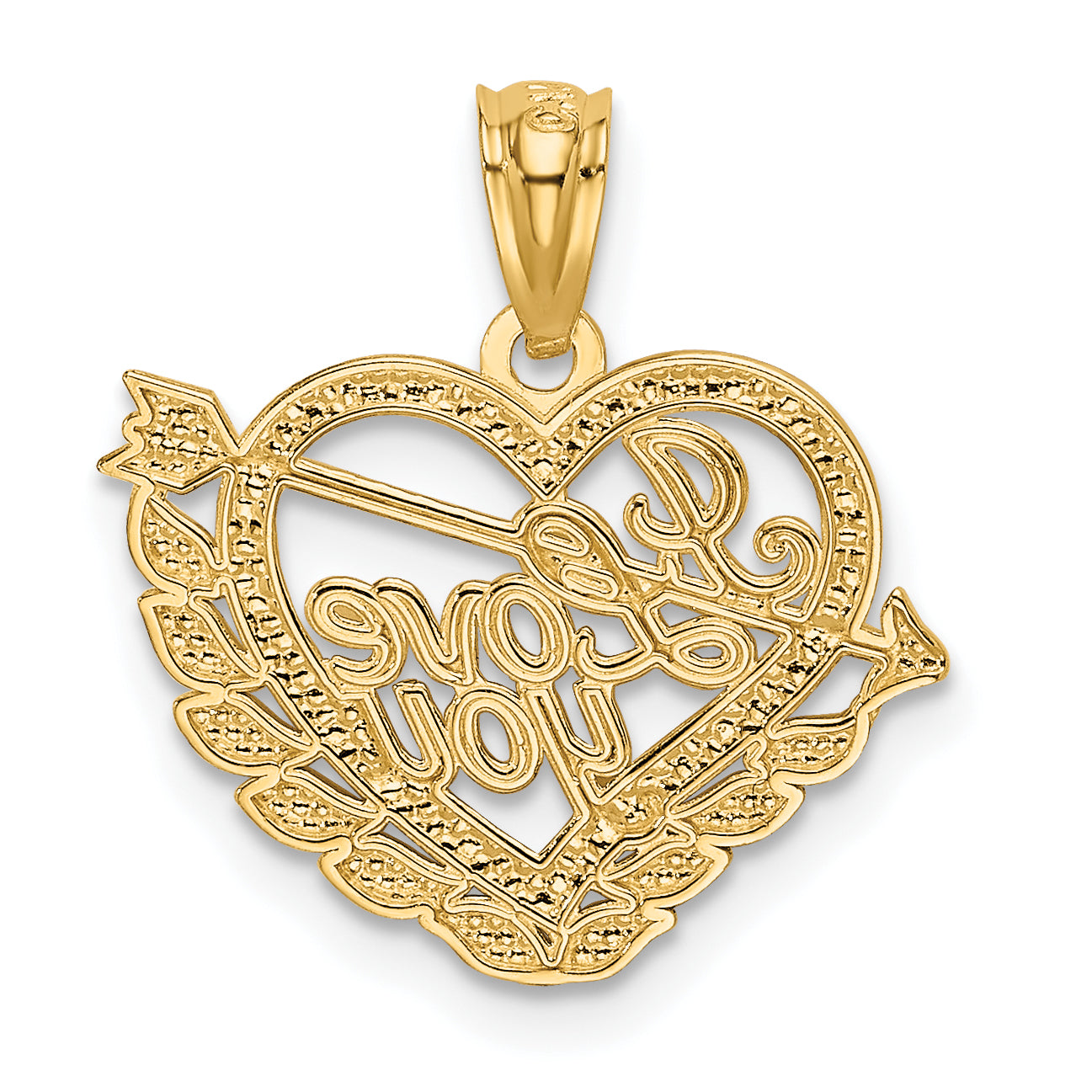 14k and Rhodium I LOVE YOU Heart Pendant