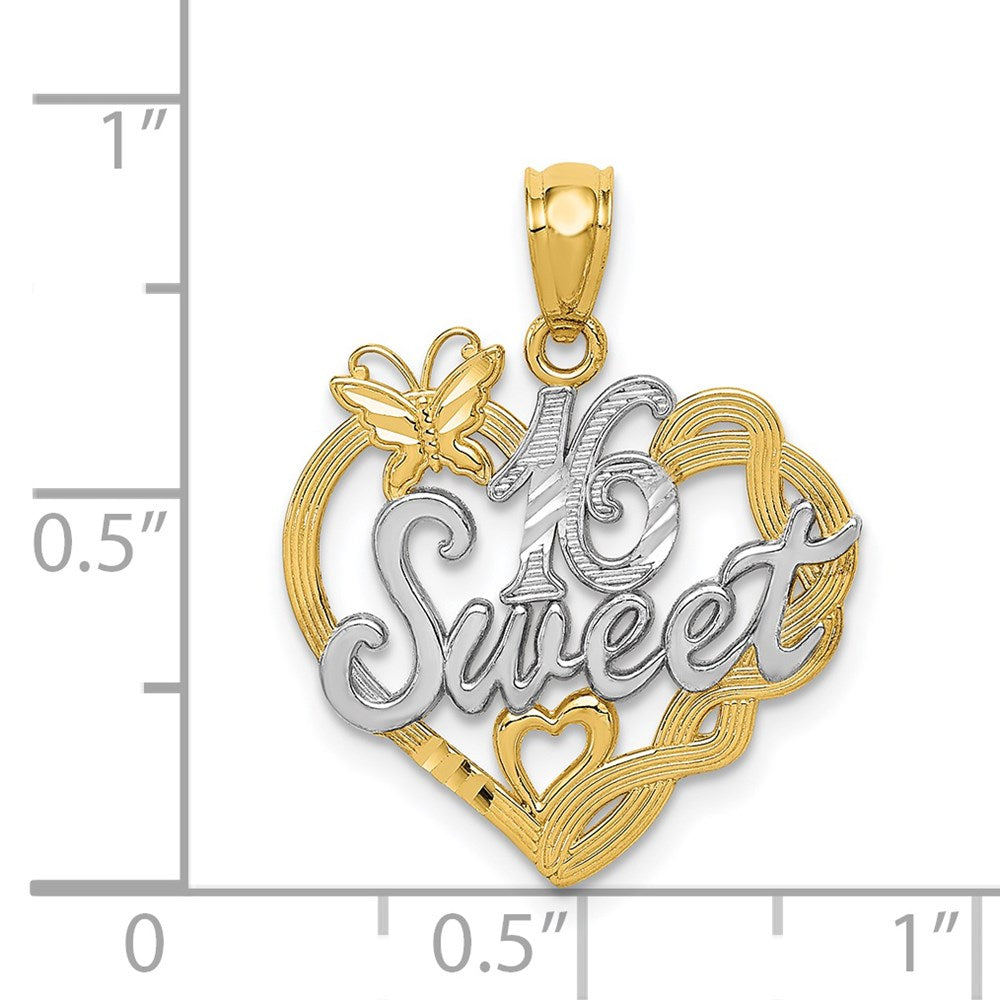14k and Rhodium SWEET 16 Pendant