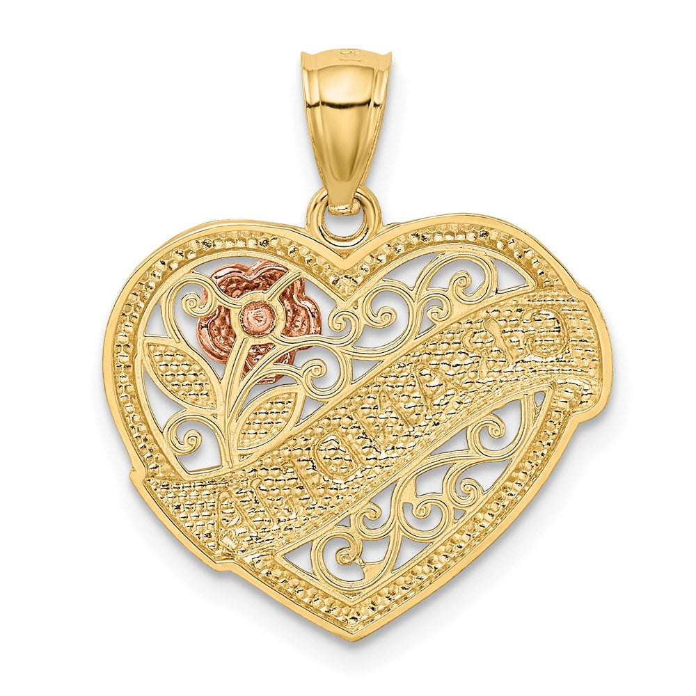 14k Two-tone w/White Rhodium GRANDMA Heart Pendant