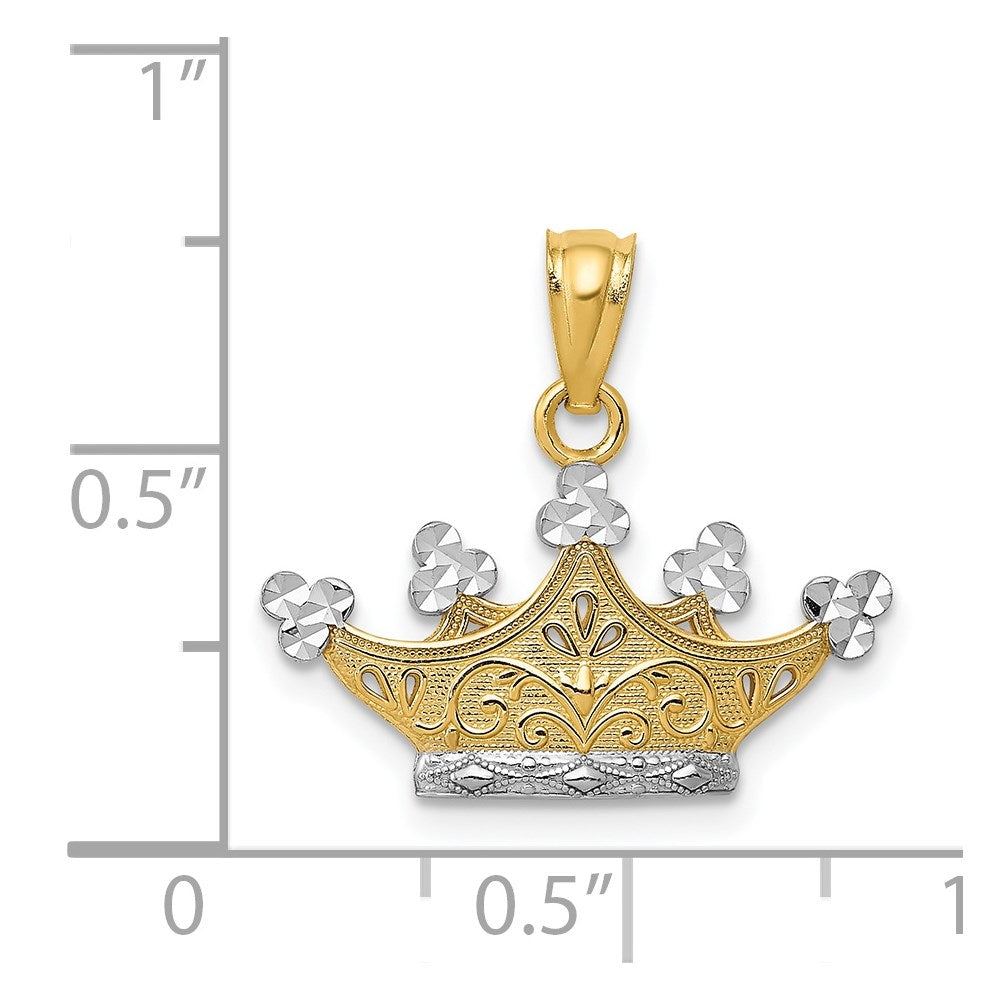 14k and Rhodium Crown Pendant
