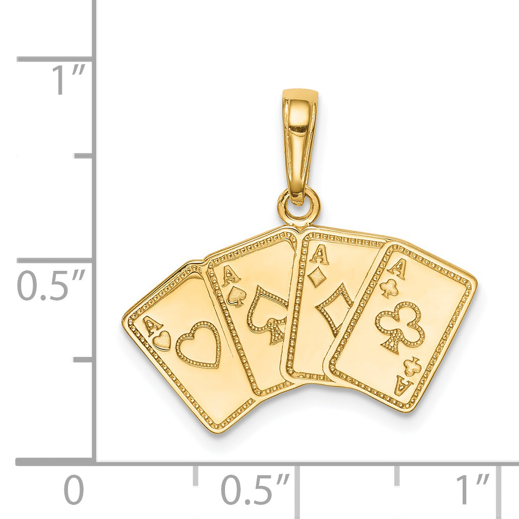 14k Aces Playing Cards Pendant