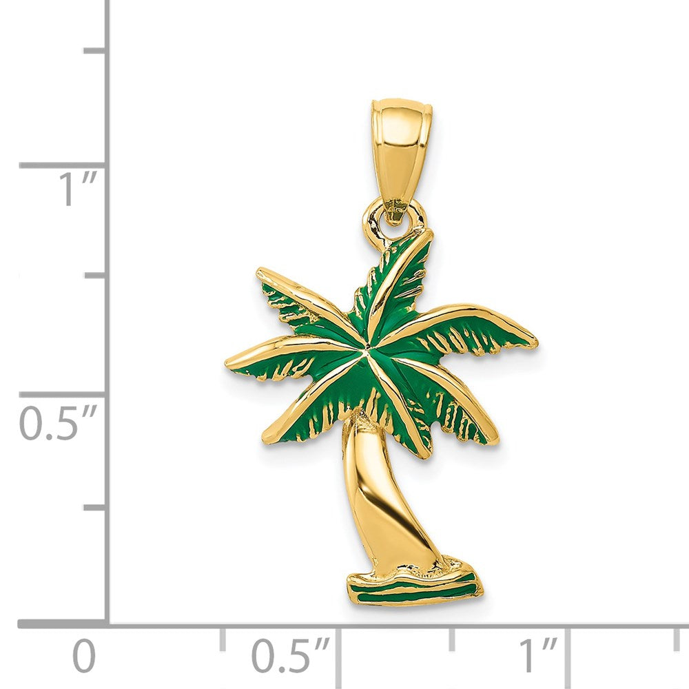 14k Enameled Palm Tree Pendant