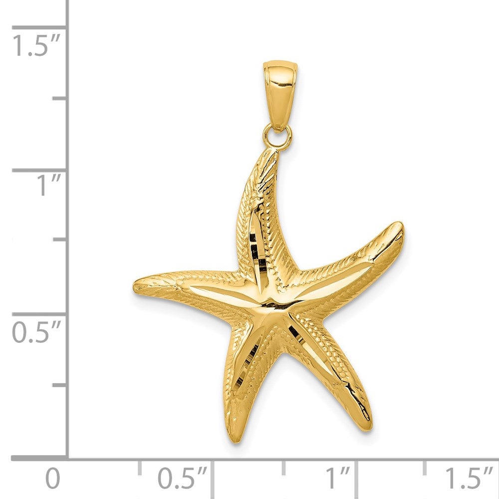 14K Diamond-cut Starfish Pendant