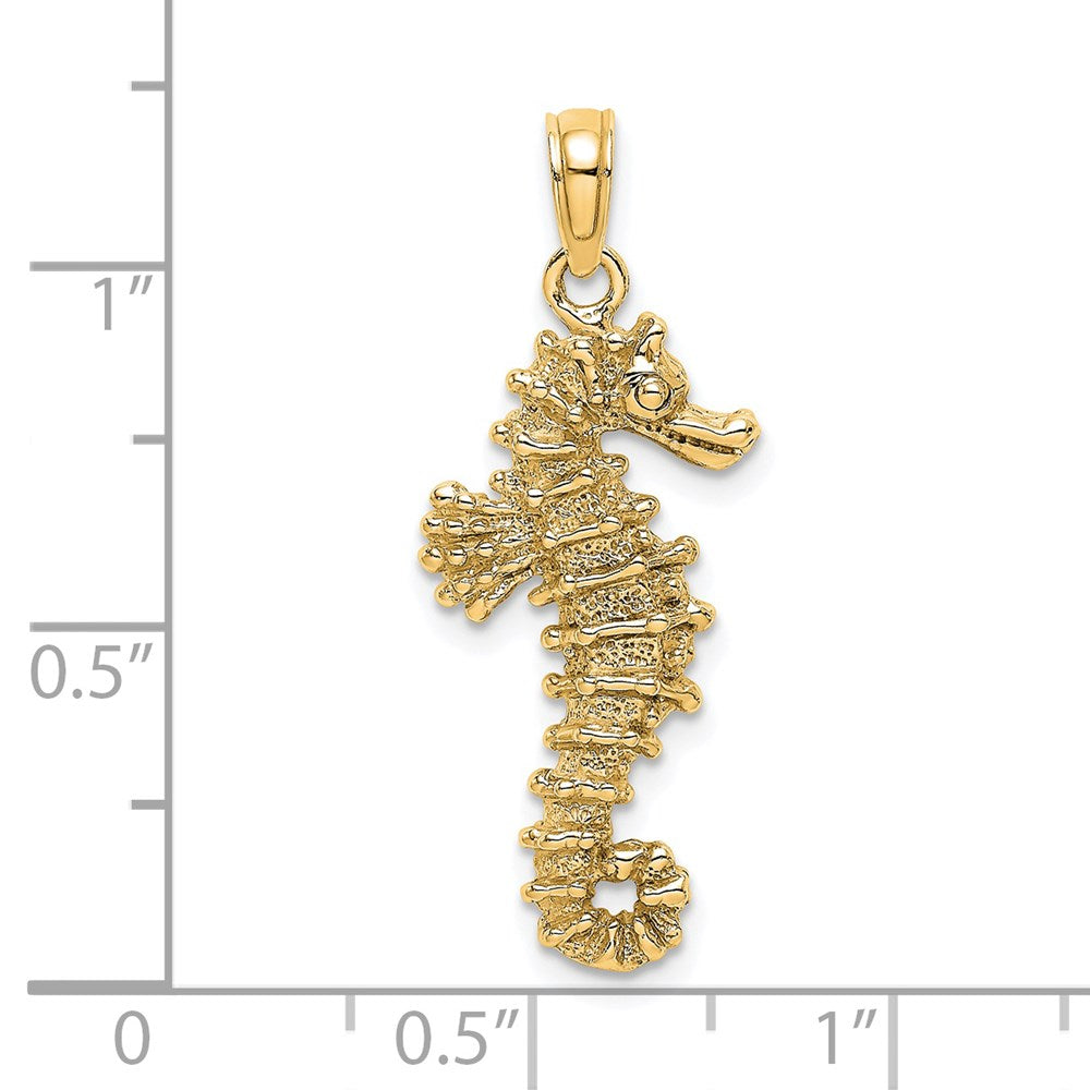 14k 3D Seahorse Pendant