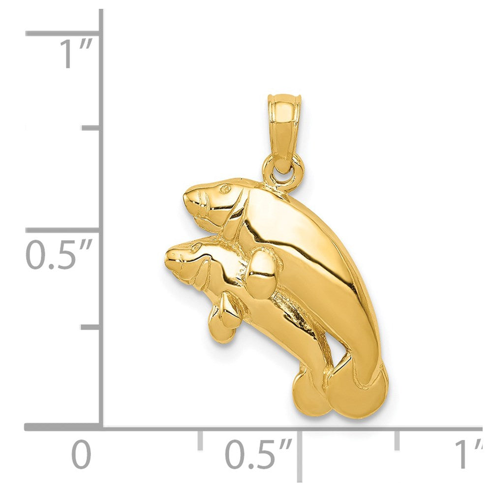 14k Polished Double Manatee Pendant