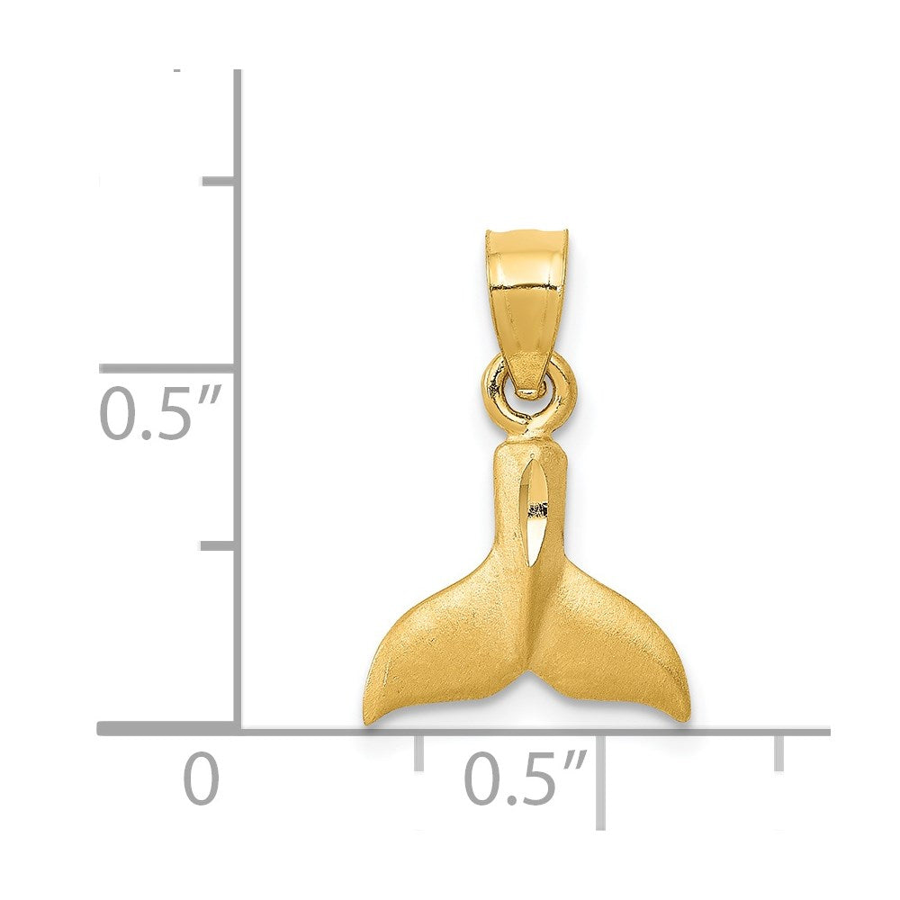 14K 3D Whale Tail Pendant