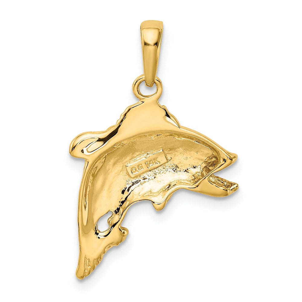 14k Jumping Bass Fish Pendant