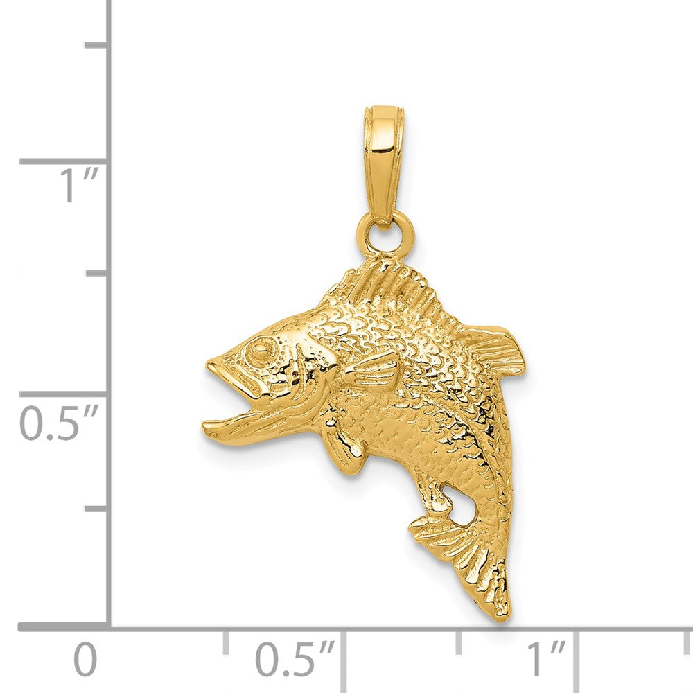 14k Jumping Bass Fish Pendant