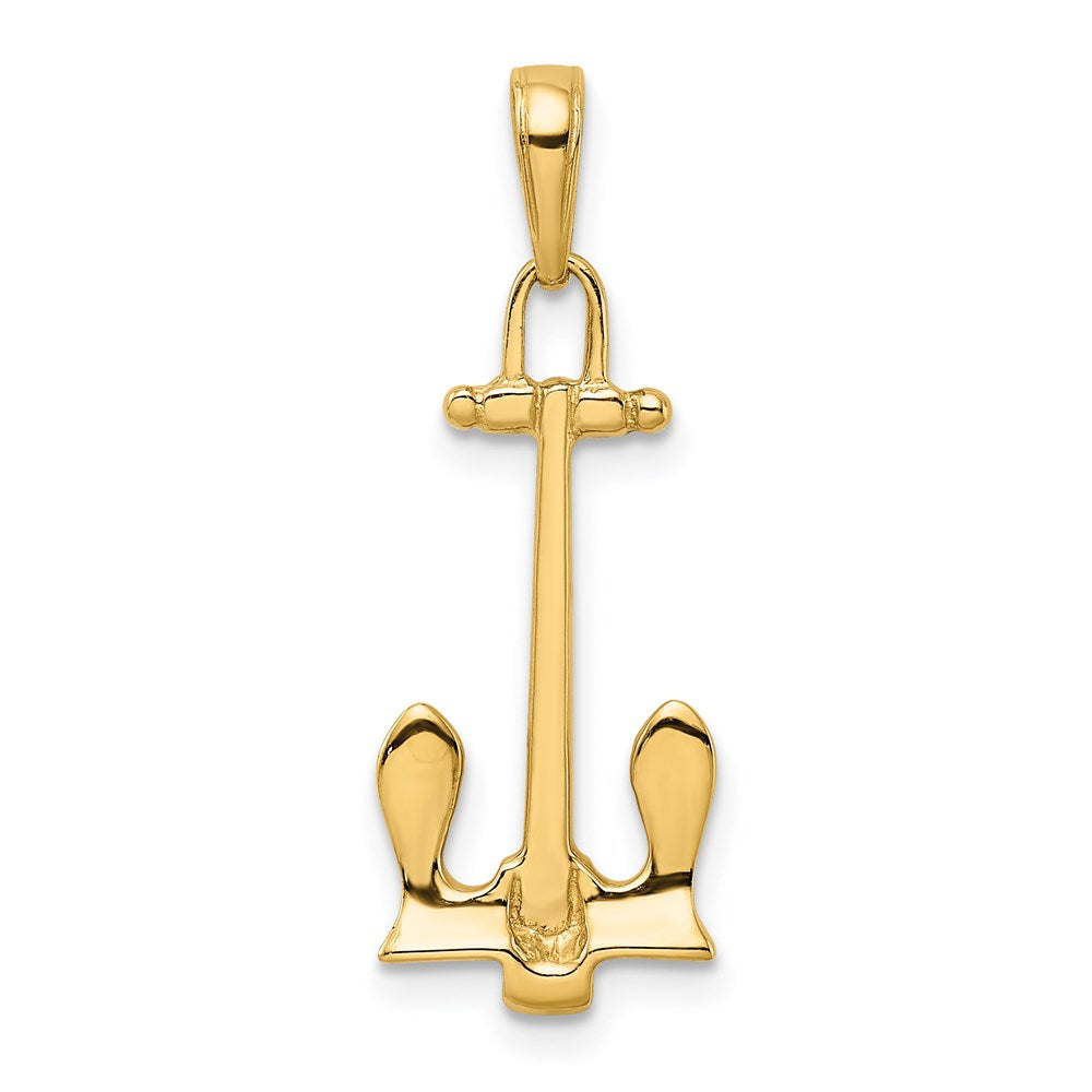 14K 3D Navy Anchor Pendant