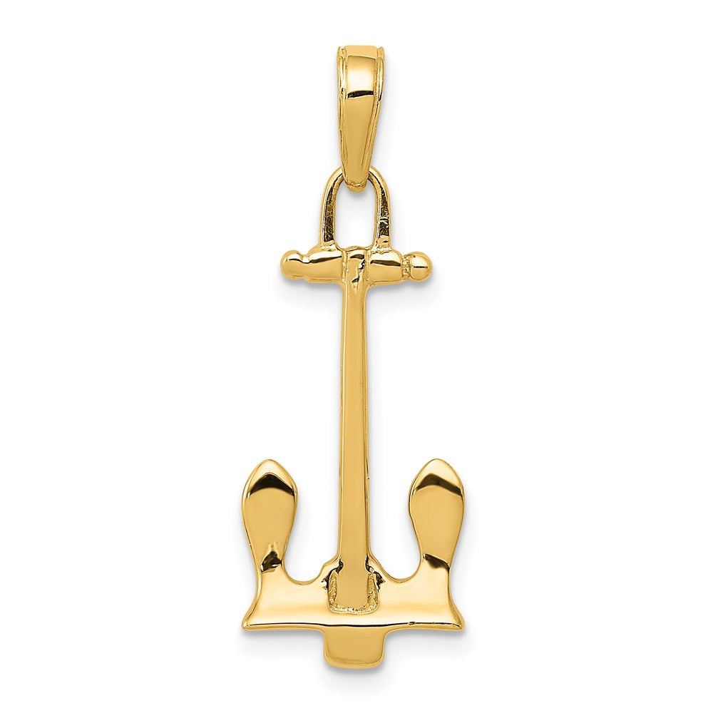 14K 3D Navy Anchor Pendant