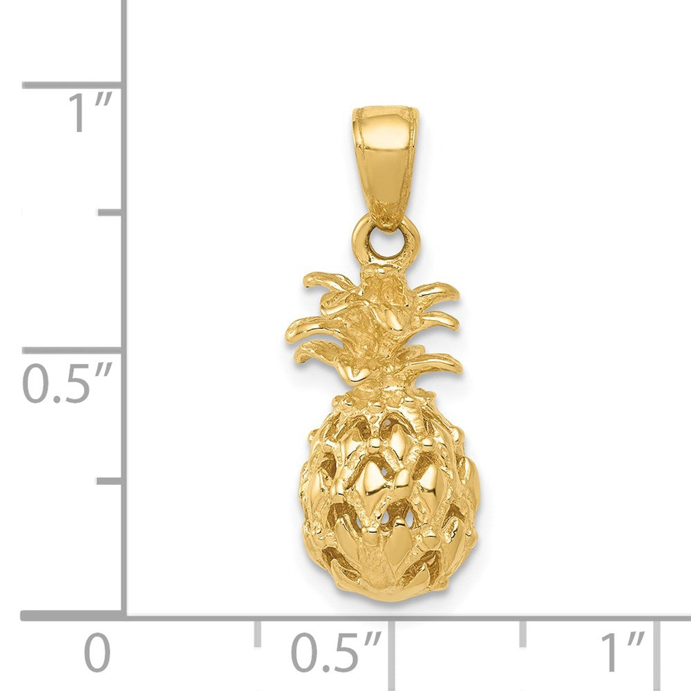 14K 3D Cut-out Pineapple Pendant