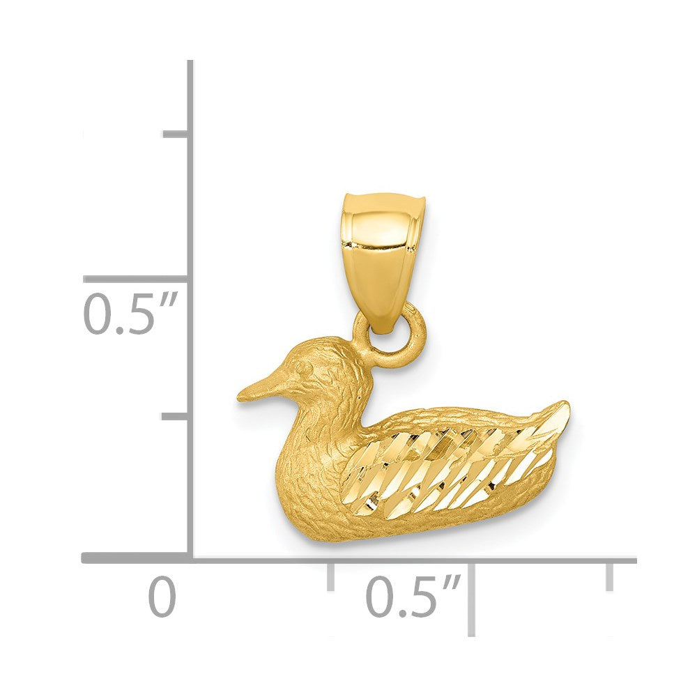 14K Diamond-cut Duck Pendant
