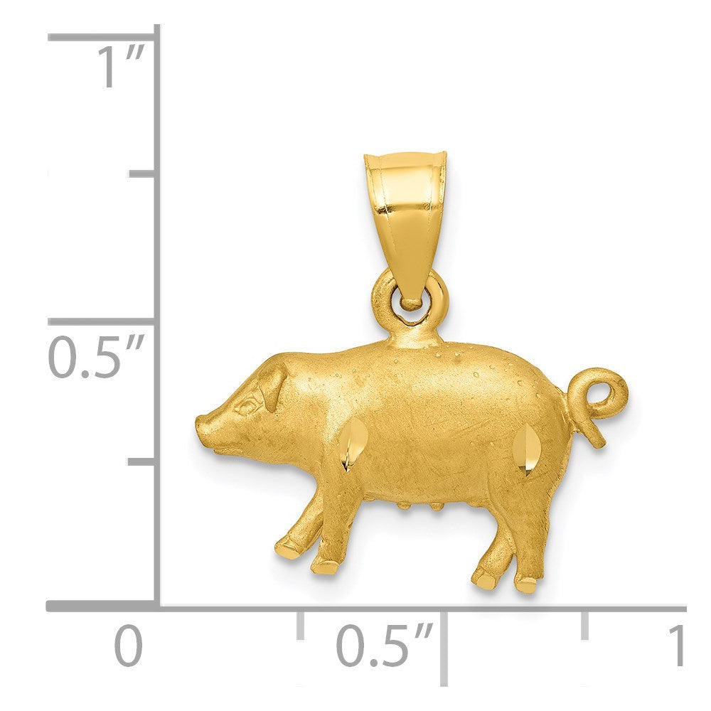 14K Diamond-cut Pig Pendant