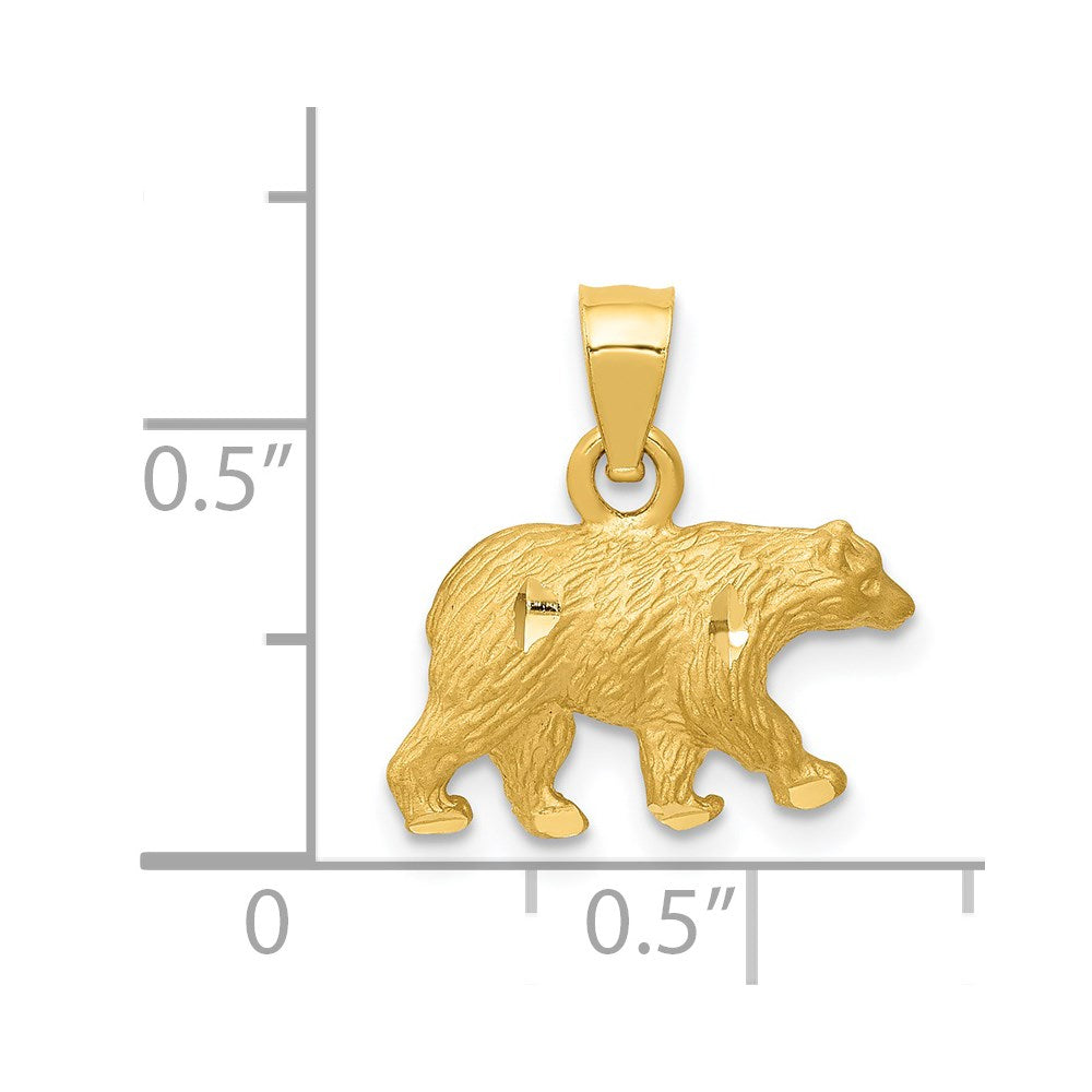 14K Diamond-cut Bear Pendant