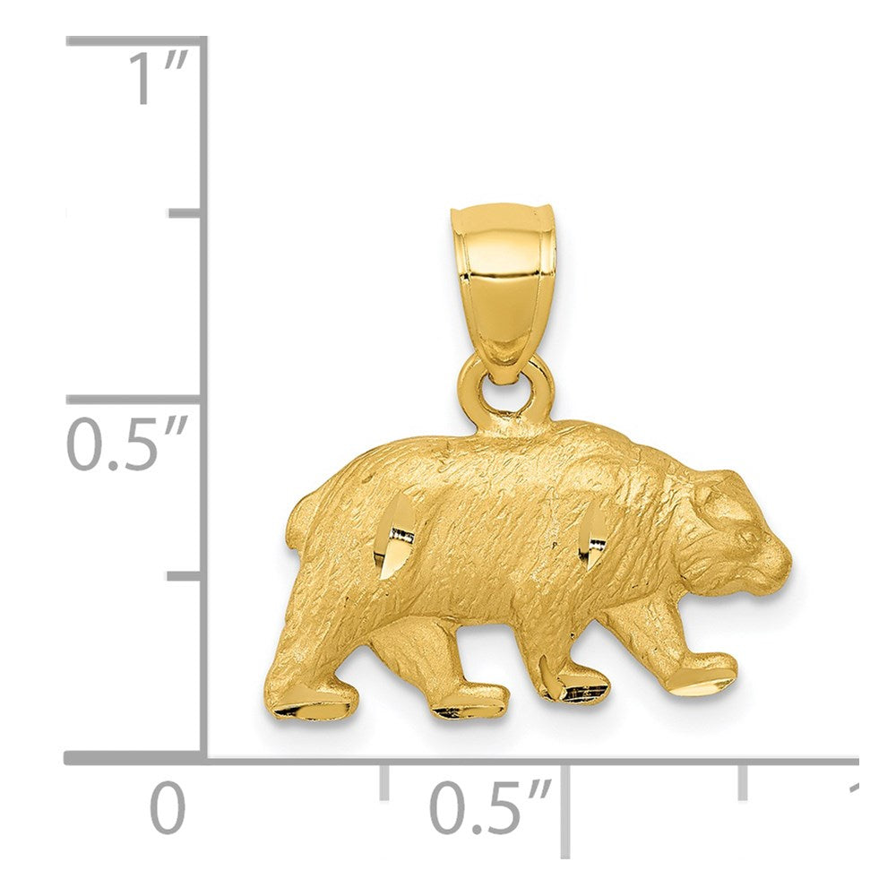 14K Diamond-cut Bear Pendant