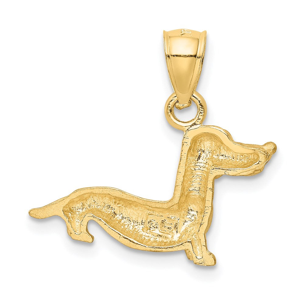 14K Diamond-cut Dachshund Pendant