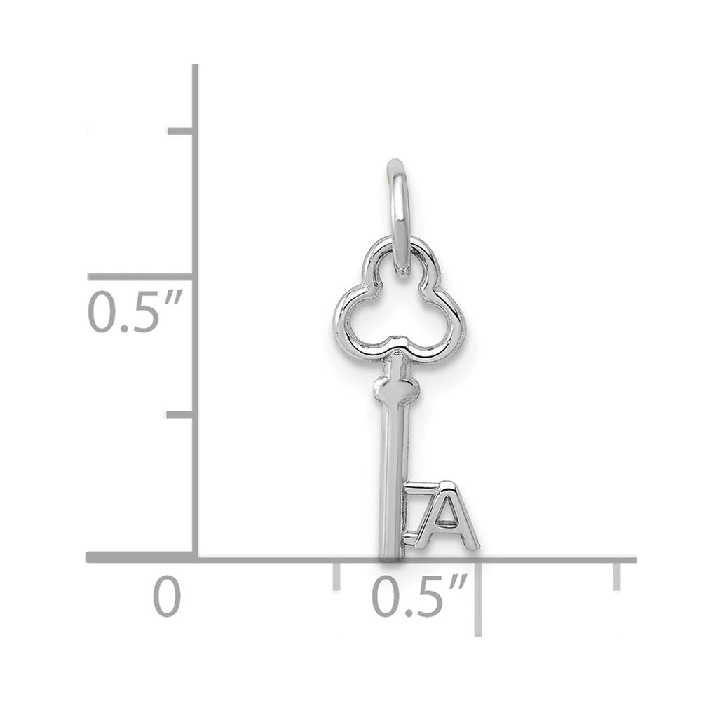 14K White Gold Key Letter A Initial Charm