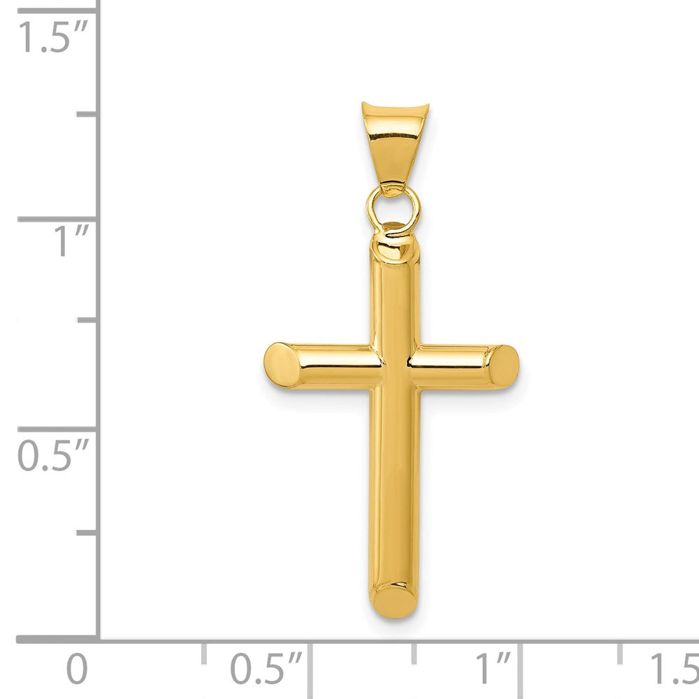 14k 3-D Polished Hollow Cross Pendant