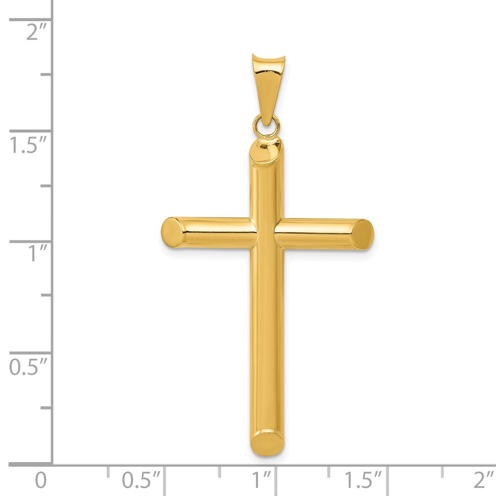 14k 3-D Polished Hollow Cross Pendant