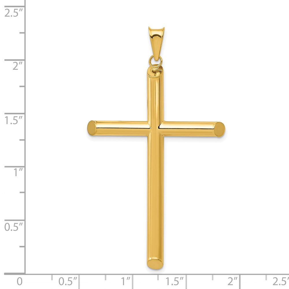 14k 3-D Polished Hollow Cross Pendant