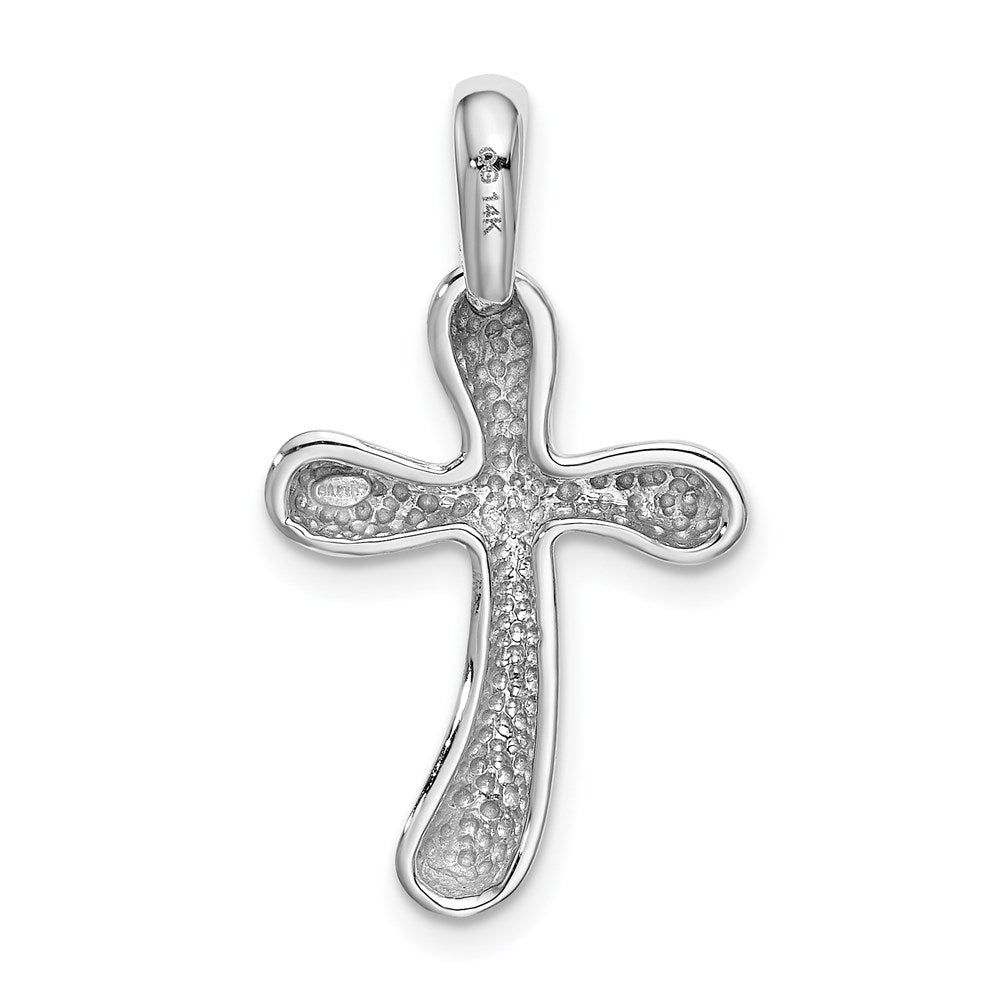 14k White Gold Freeform Cross Pendant