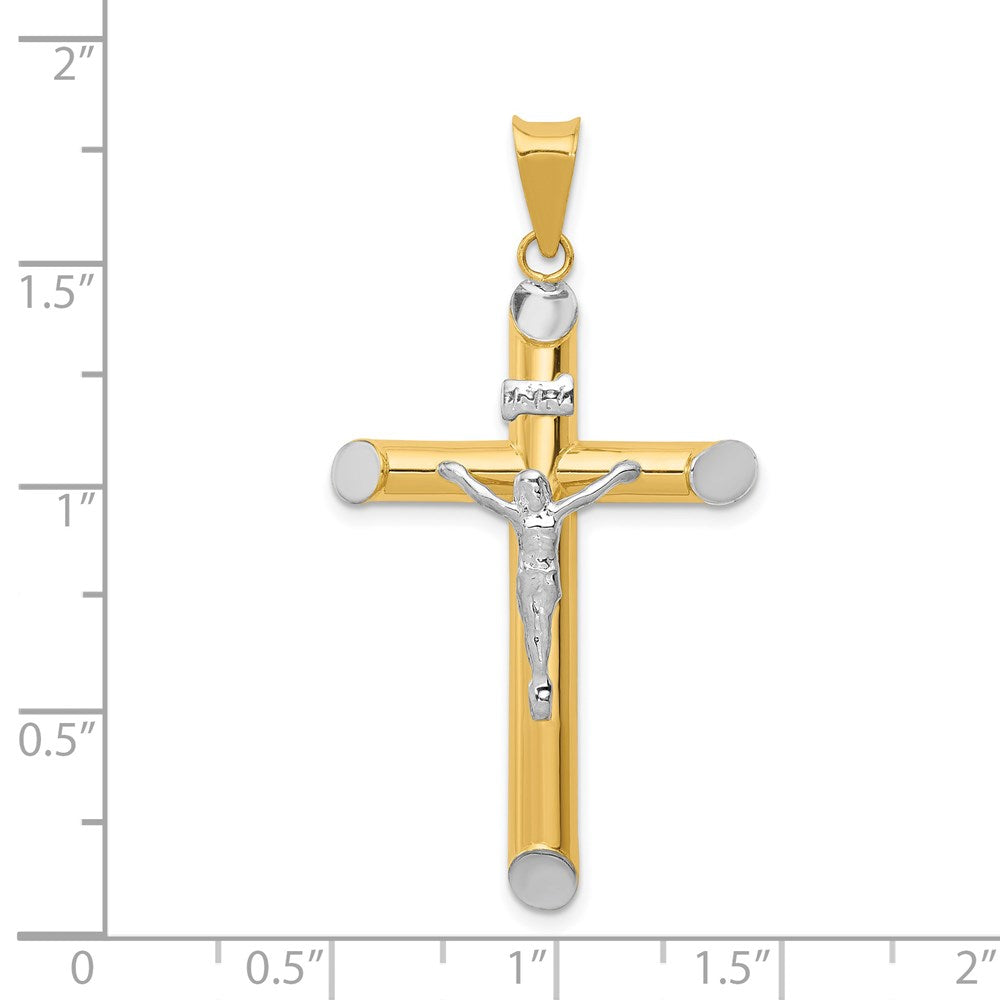 14K Two-Tone w/Rhodium Inri Crucifix Pendant