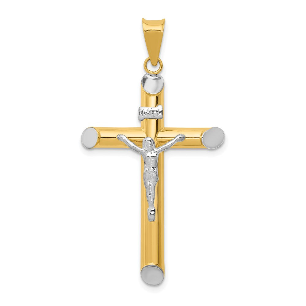 14K Two-Tone w/Rhodium Inri Crucifix Pendant