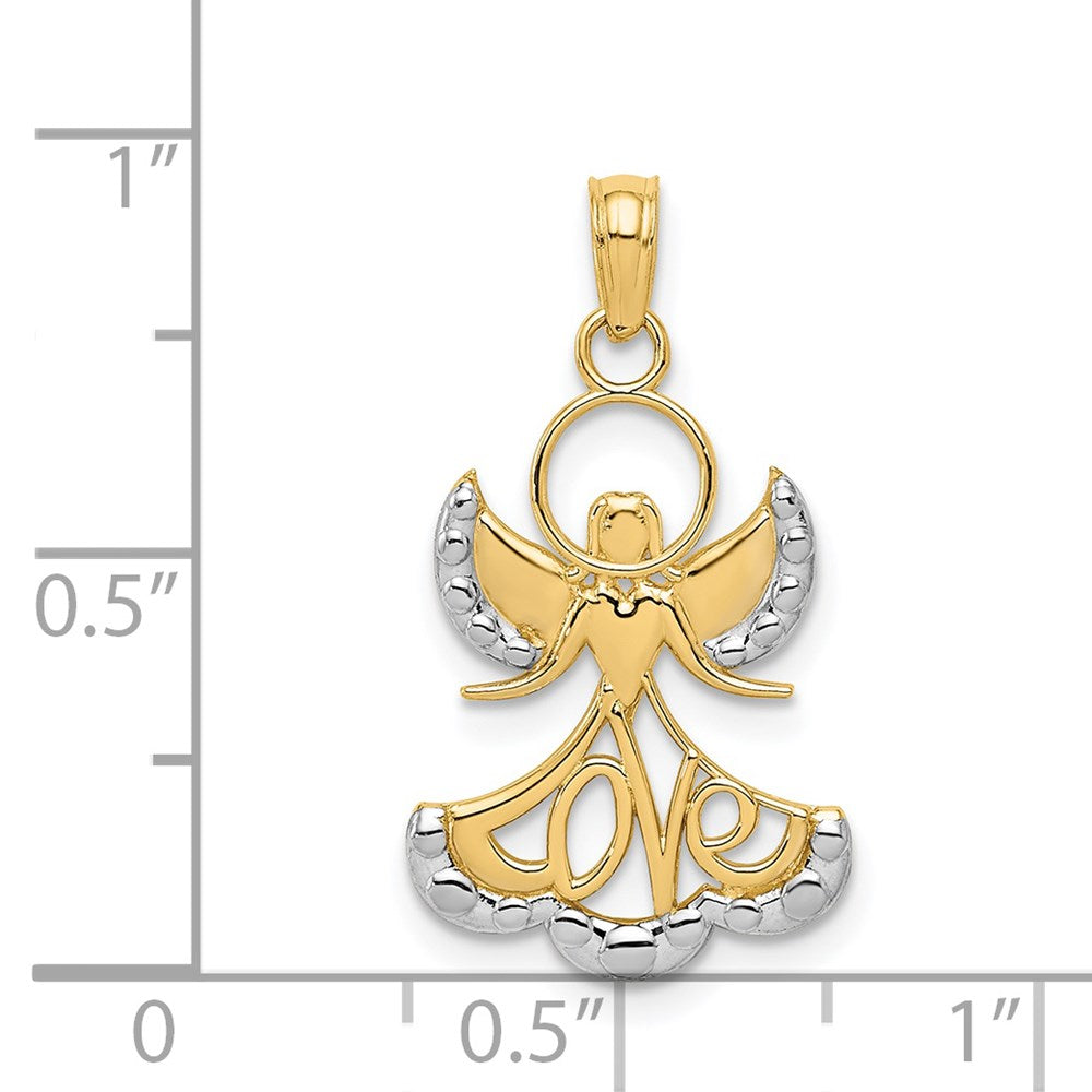 14K w/Rhodium LOVE Angel Pendant