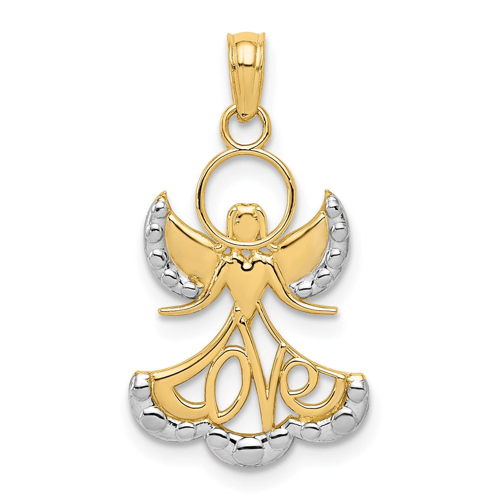 14K w/Rhodium LOVE Angel Pendant